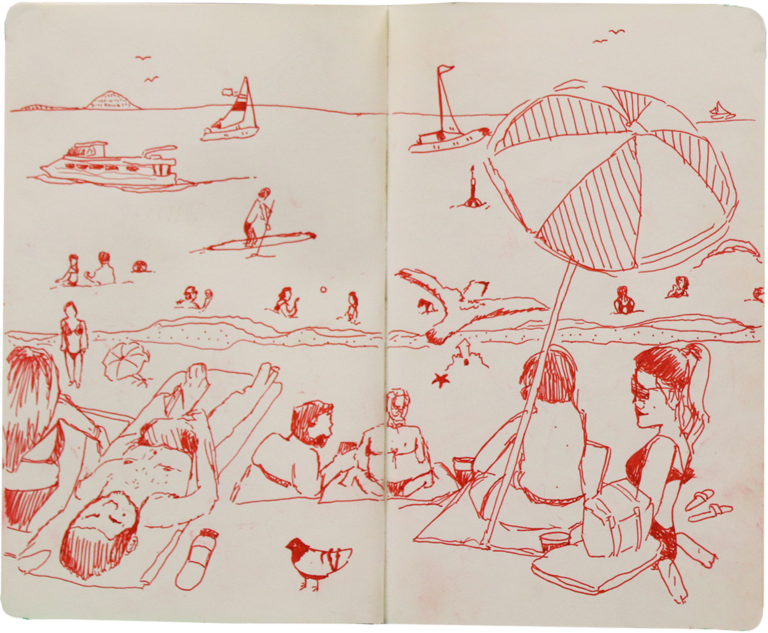 At The Beach Sketchbook Page Image