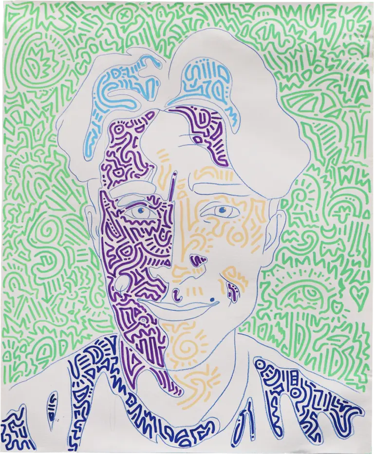 Smile, acrylic on paper, 2023